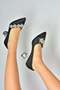 Black Satin Fabric Stoned Women's Evening Dress Shoes M246014004 - 2