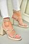 S282470509 Beige Thick Heeled Laced Women's Shoes