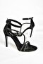 S997004114 Black Glitter Thin Heeled Evening Shoes - 5
