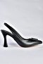 P250148209 Black Buckle Thick Heeled Women's Shoes - 6