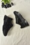 Black Metal Stone Detailed Women's Sports Shoes M444302814 - 7