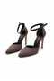 Brown Suede 10.5 cm Belted Pointed Toe Stiletto Thin Heels Women's Shoes