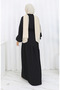 فستان بخصر مطاطي 2157-01 أسود - 6