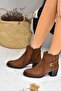 Tan Thick Heeled Women's Boots L674155009 - 6