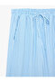 Pocket Detailed Viscose Fabric Regular Waist Lace-Up Wide Leg Striped Pajama Pants - 3