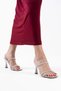Silver Stone Goblet Heeled Women's Slippers with Mirror Detail Evening Dress - 6