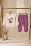 Baby Girl Floral Embroidered 2-Piece Set with Ruffle Detail, Seasonal Baby Set - 8