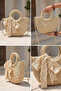 Natural Straw Fiber Lined Women's Hand and Shoulder Bag - 2