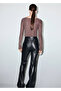 Shiny Detailed Boat Neck T-Shirt - 4