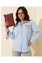 Women's Embroidery Detailed Poplin Fabric Oversize Shirt (with Text and Heart Embroidery) - 4