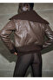 Leather-Look , Turn-Down Collar Jacket - 4