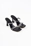 Black Stone Thin Strap Women's Heeled Slippers By20My01A - 2