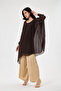 Brown Italian Bat Sleeve Lined Long Silk Tunic Blouse 40 - 46 Size - 3