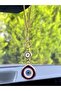 Gilded Navy Blue Round Metal Car Mirror Ornament Car Charm Bag Accessory - 4