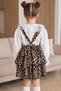Girl's Helen Leopard Strap Dress Lace Ecru Long Sleeve Blouse Set October 29 Show Outfit - 3