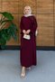 Women's Sequin Embroidered Bat Sleeve Linen Dress - 3