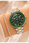 Silver Color Waterproof Women's Wristwatch - With Bracelet Gift - 5