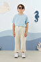 Raglan Sleeve Printed T-Shirt Baby Blue - 2