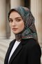 100% Twill Silk Etro Patterned Black - Turquoise Colored 90X90 Scarf Sewing Shape: Hand Sewing