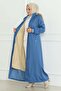 Beli Lace-Up Ribbed Coat Blue 19215 - 3