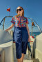 Parachute Short Sleeve Semi-Closed Swimsuit with Front Cover Nurel R2601 - 2