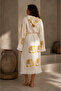 Women's Muslin Cotton Piece Peshtemal Bathrobe I Elephant Gold Pattern I Unisex I Plage Kimono Kaftan - 3