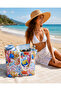Women's Beach Bag Patterned Hand and Shoulder Beach Bag Daily Bag Picnic Bag Undersea Creatures D - 4