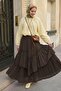 Gathered Layered Bitter Brown Voile Skirt - 2