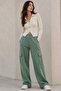 Women's Khaki Green Wide Leg Cargo Pocket Sweatpants Mg1615