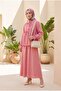 Linen Look Suit with Half Buttoned Sleeves, Elasticated Front, and Tie-Front Skirt - Pomegranate Flower - 5