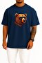 Cool Bear Portrait with Oversized Glasses Unisex T-Shirt with Chest and Back Design