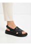 Women's Black Inner and Outer Genuine Leather Orthopedic Soft Sole Daily Sandals
