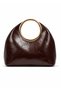 Milano Icon Gold Metal Handle Women's Hand and Shoulder Bag Brown