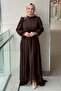 Evening Dress with Guipure Detail on Sleeves and Hem - 2