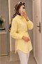 Women's Gold Belt-Detail Balloon Sleeve Tunic Shirt - 2