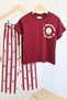 My Little One's Chicks Mr. Gingerbread Printed Striped Unisex Children's Set - Burgundy - 4
