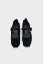 Women's Black Velvet Ballerinas with Buckle Detail - 5