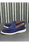 Navy Blue Suede Leather Men's Loafers - 3