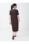 Brown Straight Cut Crew Neck Short Sleeve Knitted Dress - 4