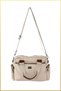 Women's Multi-Compartment Satin Fabric Adjustable Strap Hand and Shoulder Bag - Cream - 3