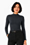 Women's Viscose Turtleneck Zıbın Bodysuit - Smoked - 4