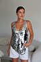 Asymmetrical Cut Silver Large Sequined Premium Blouse