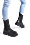Women's Long Black Elastic Thick Sole Waterproof Boots Nk0282 - 4