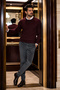 Men's Smoked Winter Velvet Thin Corded Wool Inside Classic Cut Trousers with Side Pockets
