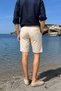 Elastic Waist-laced, Regular Fit, Summer, Old Money Culture, Linen (linen), Woven shorts - 3