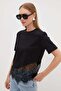 Lace Asymmetrical Cut T-Shirt - 5