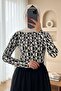 Mixed Pattern Half-Turtleneck Blouse -Overall - 2