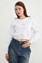 3 Thread Bow Embroidered Crop Sweatshirt - 2