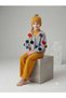 Girl's Pompom Gray Knitwear Cardigan Sleeveless Inner Badi Knitwear Pants Beret 4-Piece Set - 2
