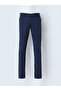 Midnight Blue Straight Woven Slim Fit Casual Cotton Blended Pants - 6